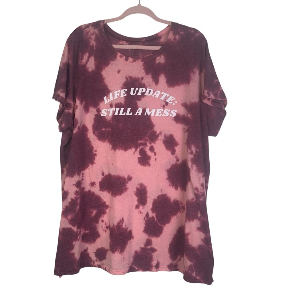 Torrid Tee Shift 3X Women Tie-Dye Pink Loose Stretchy Comfy Top
